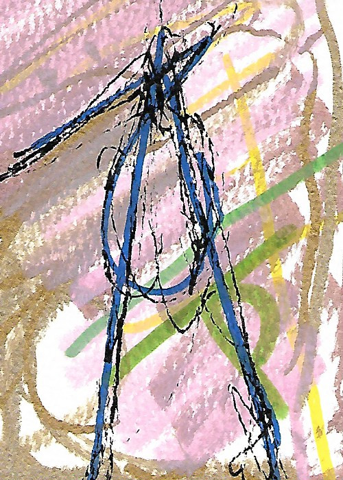 ACEO ATC CARD „Weird Phoneline“ Original Abstract Painting 2.5×3.5