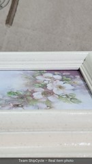 U26994 Vintage Handmade Floral Shell Artwork Framed 7 x 8 3D Multicolor G3D