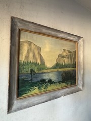 CALIFORNIA ANTIQUE YOSEMITE VALLEY PLEIN AIR LANDSCAPE OIL PAINTING VINTAGE 1960