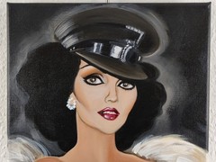 LAËTITIA GUILBAUD (FRENCH) ORIGINAL SIGNED „JOAN COLLINS“ PAINTING ON CANVAS