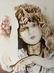 Artist Signed Replica Oil Painting On Canvas Of Lovely Hippy 20*24
