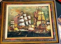 Large Vintage (60’s-70’s) Painting by Arturo Vasselli Oil on Canvas 32.5” x 28.5