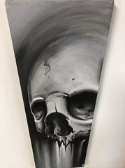 Skull black and white original painting tattoo art graffiti art outsider art