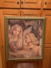 Michelangelo Trumpet Angels Canvas Art Framed 30 x 35 Vintage Painting Wall Art