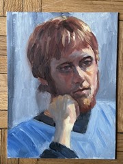 Vintage Portrait Acrylic Board Portrait Beard Man Red Hair 9 x 12 Peter Feldman