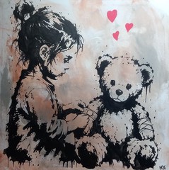 Original street art painting urban art canvas in Banksy style unique hand painted