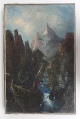 1860s Artist SIGNED „FB“ 19th C. PAINTING Frederick Butman ROCKY MOUNTAIN SCHOOL