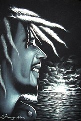 Bob Marley portrait by Zenon, size 16″x11″, original oil on black velvet