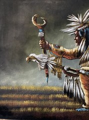 ORIG ENESTO SANCHEZ PAINTING INDIAN CHIEF ON A Hunt ACRYLIC ON VELVET 27X39.5