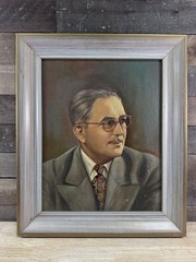 Vintage Estate Fresh Wood Framed Portrait Painting Signed Steve HRST