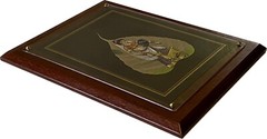 Traditional Vintage Indian Peepal Leaf Painting, Woman With Goat Framed 13×11