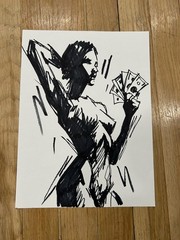 Original Abstract Female Figure Painting 9×12 paper Modern Wall Art Home Decor