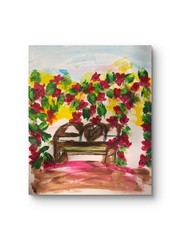 Bench Roses 11X 14″ Neo Impressionist Acrylic Painting Loose Paper