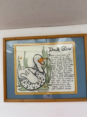 Vintage 1981 Duck Stew Framed Studio Print Art By Stephanie Country Kitchen