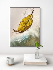 Original Abstract Expressionism 8×10 Falling Leaf Handmade Signed Art Decor 194