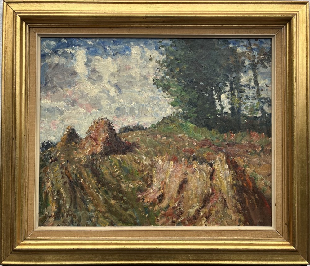 Impressionist Mogens Vantore 1895 – 1975 Summer Landscape With Heuhocken Oil