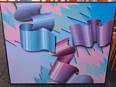 Large Scale Abstract Post-Modern Michael Plunkett Pop Art Painting -Framed-
