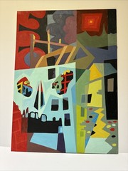 Mid Century Abstract Painting Expressionism Cubist Cubism Modernism Rowles 28”