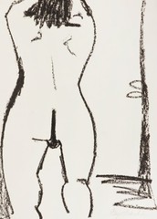 1960s Faye Franklin Painting Charcoal Woman Vintage Mid Century Drawing Conte