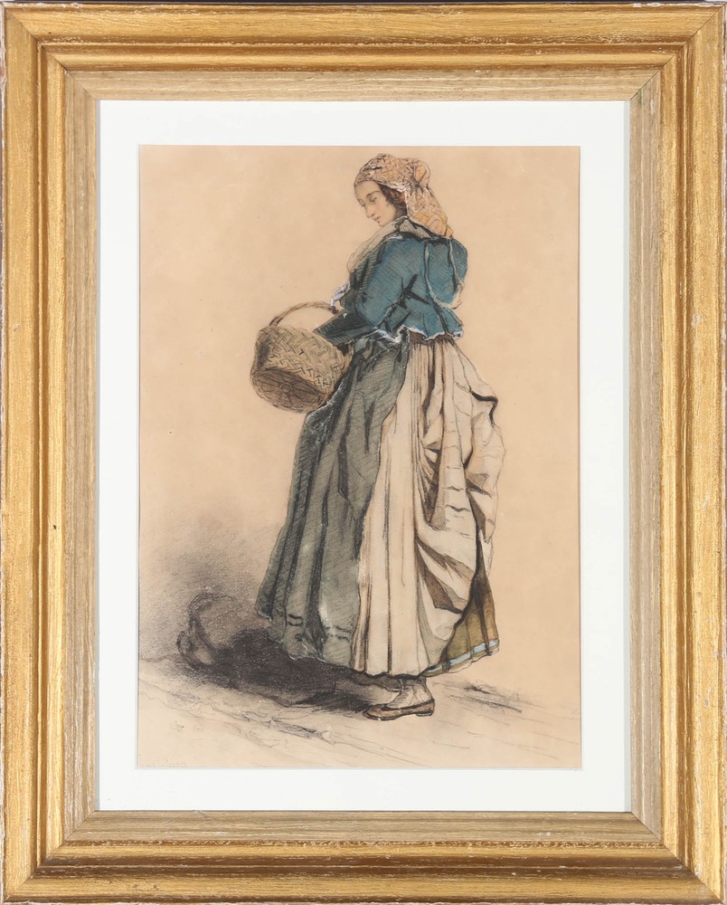 Armand Hubert Leleux (1818-1885) – 19th Century Watercolour, Girl From Halisberg