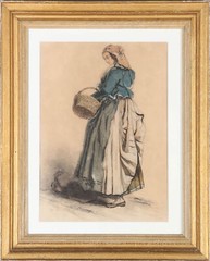 Armand Hubert Leleux (1818-1885) – 19th Century Watercolour, Girl From Halisberg