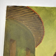 Manuel Toapanta R. Oil Painting Path Through Buildings Impressionism 12×24″