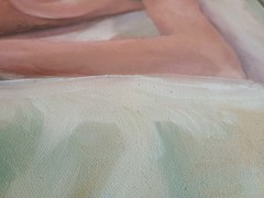 Original Oil Painting Nude Woman Reclining – Figurative Art – Framed Canvas