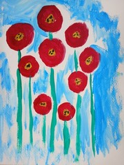 Abstract/Expressionism 11×14 Colorful Red Poppies Floral Handmade Art Painting