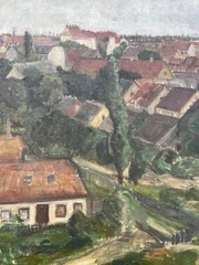 Impressionist View Of A City Oil Painting Dated 1915 72X66Cm