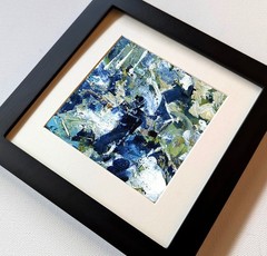 4×4 inch Original Painting, Abstract Expressionism, Blue Colorful Art, Modern