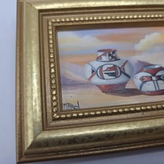 Gail MacArgel Miniature Oil Painting Southwest Pottery Master Miniaturist 5x3in
