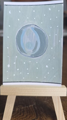 original abstract painting moon stars outer space 2.5×3.5 aceo atc
