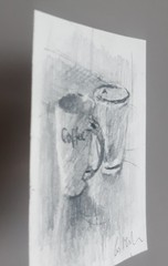 GERRY MILLER – Original Drawing „Mugs“ Graphite Pencil on paper.10x12cm