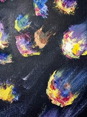 Universe Oil Painting 120×90 cm Comet Earth Stars Original Painting on Canvas