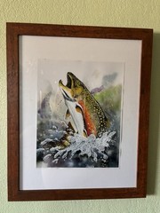 Brook trout Fly Fishing Watercolor Print Art Signed Artiist FLY FISHING