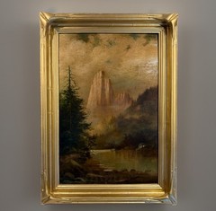 Antique California Landscape Painting Depicting Sierra Nevada Mountains