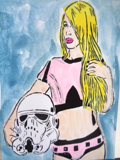 ATC ACEO Women In Art – STORMTROOPER GIRL Painting ART