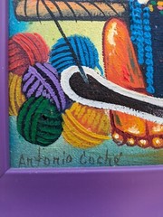 Antonio Coche Mendoza Oil Painting Mayan Woman Weaving