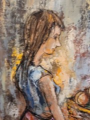 🔥Fine Vtg Old Paris French Impressionist Woman Fruit Market Oil Painting 1960s