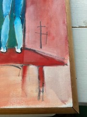 Clowns -Figural Abstract Impressionist -Upside Down Hearts-Original Painting