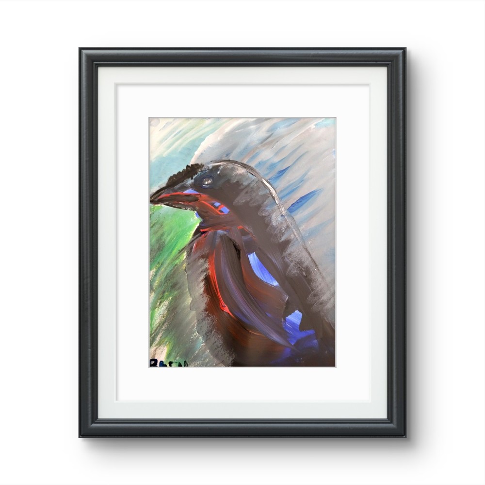 Crow Study #5 Original Expressionism Acrylic Abstract Gallery Paper Painting