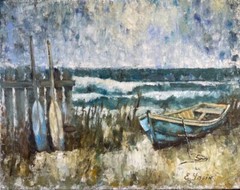 Coastal boat Original oil painting Nautical wall art Marine artwork Hand painted