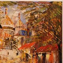 ANTONIO FIERRO Original Vintage Signed European Cityscape Landscape Oil Painting