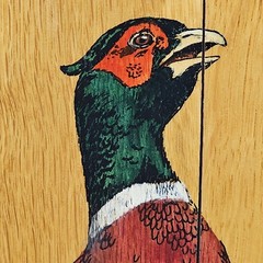 Vintage Glenda J Porter Pheasant Flight Painting Wood Barrel Head Signed ’79 Art