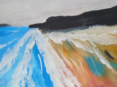 Impressionistic 11×14 Shoreline one of a kind Colorful Art Acrylic painting
