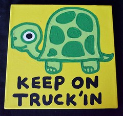TODD GOLDMAN ORIGINAL PAINTING „KEEP ON TRUCK’IN“ SIGNED W/COA 12X12