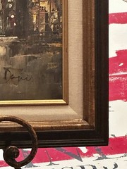 VTG Artist Signed Davis Original Oil On Board Paris Street Framed Painting 25×21
