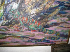 Signed 40″ x 50″ Oil Painting Harry Sternberg The Lizard 1940s