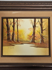 Albert LeGrand „Autumn In the Woods“ Scene Oil on Canvas Painting Signed