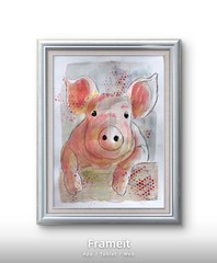 Original Pig 2 Acrylic Painting by Alannah Dyer- 9×12 in. Farm Life Rustic Art